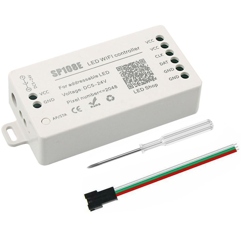 VIPMOON SP108E LED WiFi Controller, Wireless Remote Control for WS2811 WS2815 WS2801 SK6812 WS2813 SK9822 APA102C Addressable RGB LED Pixels Strip - Image 1